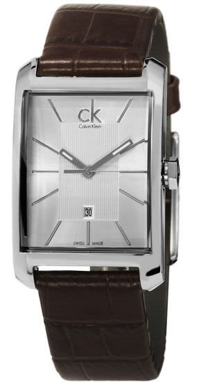 Calvin Klein Window Silver Dial Brown Leather Strap Watch for Women - K2M23126