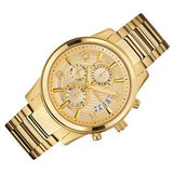 Guess Analog Chronograph Gold Dial Gold Steel Strap Watch for Men - W0075G5