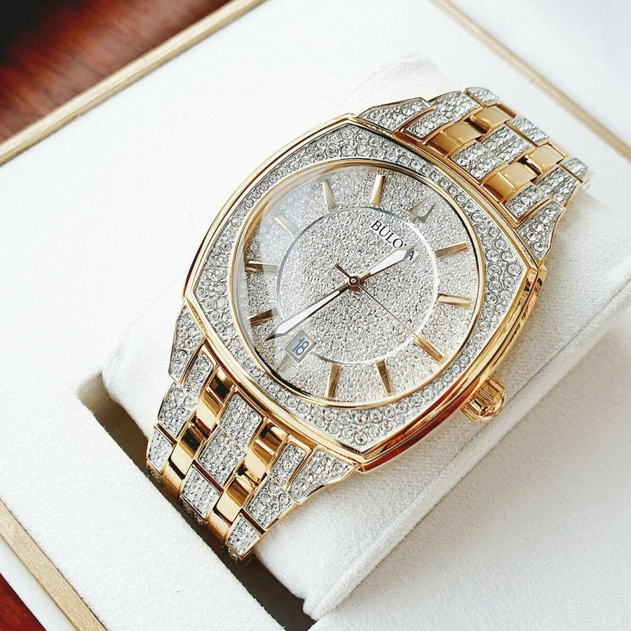 Bulova Phantom Crystal Silver Dial Two Tone Steel Strap Watch for Men - 98B324