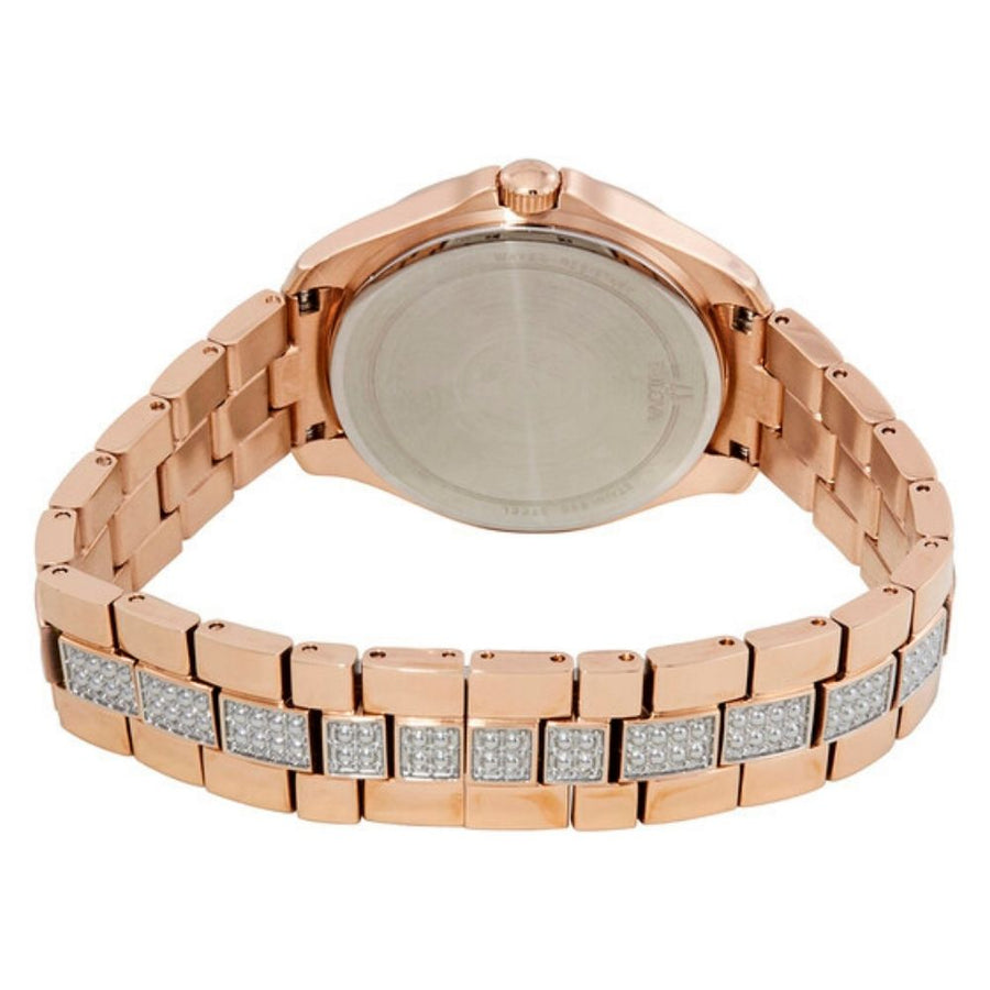 Bulova Crystal Collection Silver Dial Rose Gold Steel Strap Watch for Women - 98L229