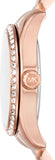 Michael Kors Lexington Three Hand Mother of Pearl Pink Dial Rose Gold Steel Strap Watch For Women - MK7444