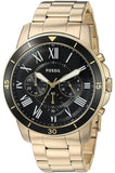 Fossil Inscription Automatic Black Dial Gold Steel Strap Watch for Men - FS5267