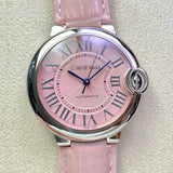 Cartier Ballon Bleu De Cartier Pink Dial Pink Leather Strap Watch for Women - WSBB0007