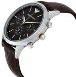 Emporio Armani Renato Chronograph Black Dial Brown Leather Strap Watch For Men - AR2482