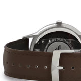 Emporio Armani Renato Quartz Silver Dial Brown Leather Strap Watch For Men - AR11185