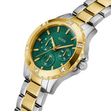 Guess Mist Analog Green Dial Two Tone Steel Strap Watch For Women - GW0723L1