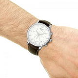 Tissot T Classic Tradition Chronograph White Dial Brown Leather Strap Watch For Men - T063.617.16.037.00