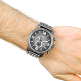 Fossil Nate Chronograph Gunmetal Dial Grey Steel Strap Watch for Men - JR1437