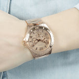 Guess BFF Multifunction Rose Gold Dial Rose Gold Steel Strap Watch for Women - W0231L4