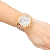 Fossil Cecile White Dial Beige Leather Strap Watch for Women - AM4532