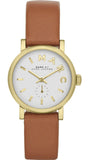 Marc Jacobs Baker White Dial Brown Leather Strap Watch for Women - MBM1317