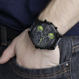 Diesel Big Daddy Chronograph Black Dial Black Leather Strap Watch For Men - DZ7311