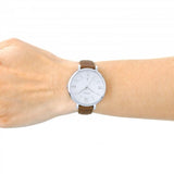 Fossil Jacqueline White Dial Brown Leather Strap Watch for Women - ES3708