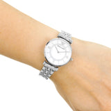 Emporio Armani Gianni T-Bar Mother of Pearl Dial Silver Stainless Steel Watch For Women - AR1908