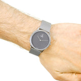 Calvin Klein Minimal Grey Dial Silver Mesh Bracelet Watch for Women - K3M2212X