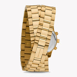 Michael Kors Runway Chronograph Analog Gold Dial Gold Steel Strap Watch for Women - MK7452