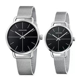 Calvin Klein Even Black Dial Silver Mesh Bracelet Watch for Women - K7B23121