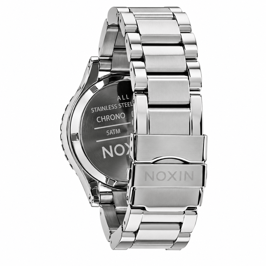Nixon 42-20 Chrono Silver Dial Silver Steel Strap Watch for Men - A037-945