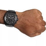 Fossil Machine Chronograph Black Dial Black Steel Strap Watch for Men - FS4927