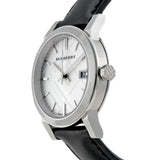 Burberry The City Silver Dial Black Leather Strap Watch for Women - BU9106