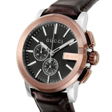 Gucci G Chrono Black Dial Brown Leather Strap Watch For Men - YA101202