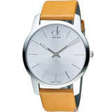 Calvin Klein City Quartz White Dial Light Brown Leather Strap Watch For Men - K2G21138