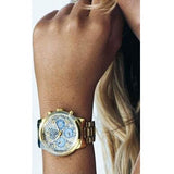 Guess Mini Sunrise Quartz Blue Dial Gold Steel Strap Watch For Women - W0448L6