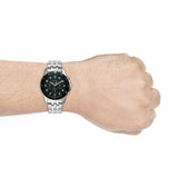 Fossil FB-01 Chronograph Black Dial Silver Steel Strap Watch for Men - FS5864