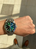 Breitling Chronomat GMT 40 Green Dial Silver Steel Strap Watch for Men - A32398101L1A1