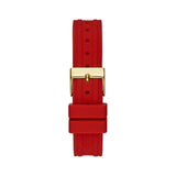 Guess Diamonds White Dial Red Rubber Strap Watch for Women - GW0431L1