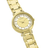 Guess Crystal Clear Analog Gold Dial Gold Steel Strap Watch for Women - GW0470L2