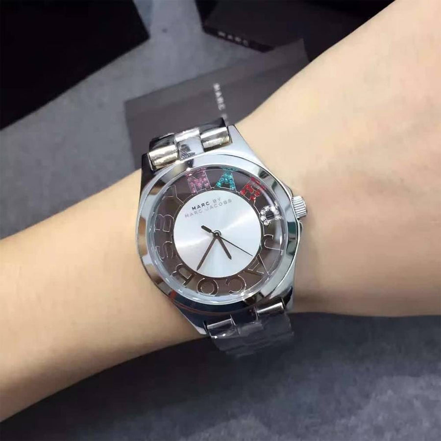 Marc Jacobs Henry Skeleton Silver Dial Silver Steel Strap Watch for Women - MBM3262