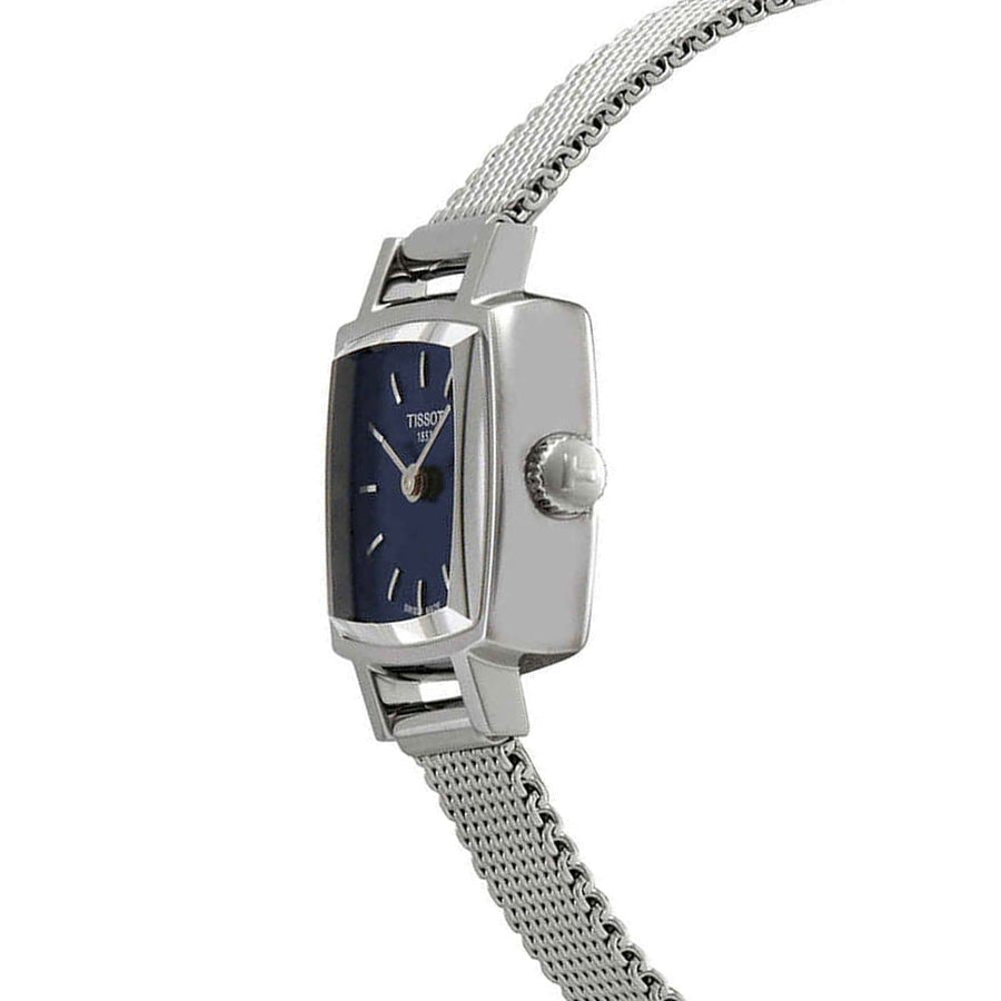 Tissot Lovely Square Blue Dial Silver Mesh Bracelet Watch For Women - T058.109.11.041.00