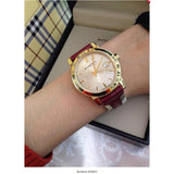 Burberry The City Gold Dial Orange Leather Strap Watch for Women - BU9017