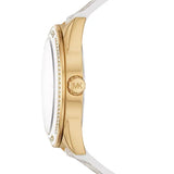 Michael Kors Jessa Multifunction Gold Dial White Leather Strap Watch For Women - MK7204