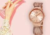 Guess Chiffon Rose Gold Dial Mesh Bracelet Watch For Women - W1083L3