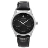 Gucci G Timeless Quartz Black Dial Black Leather Strap Watch For Men - YA1264031