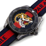 Gucci Dive Tiger Blue and Red Dial Blue Red Blue Nylon Strap Watch For Men - YA136215