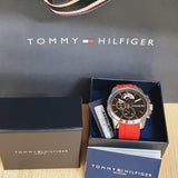 Tommy Hilfiger Decker Quartz Black Dial Red Rubber Strap Watch for Men - 1791351