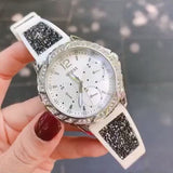 Guess Swirl Quartz Silver Dial White Silicone Strap Watch for Women - W1096L1