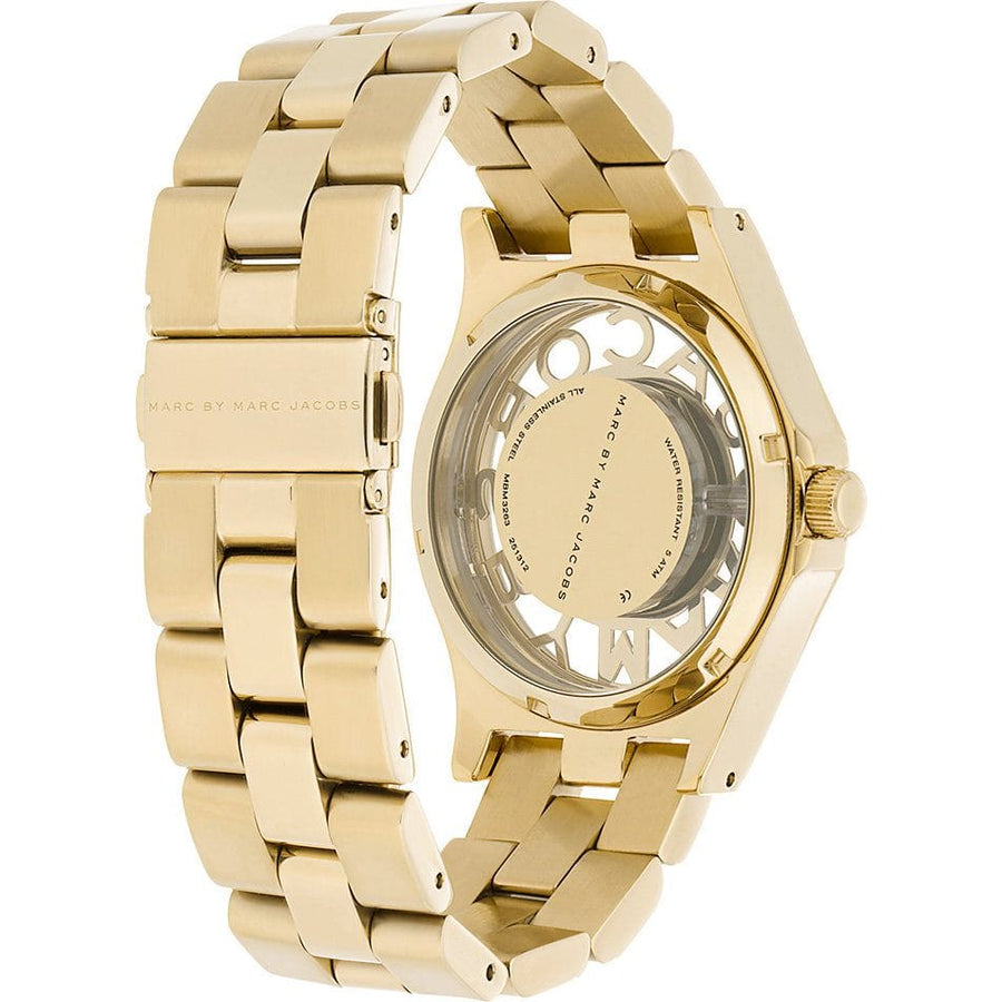Marc Jacobs Henry Skeleton Gold Dial Gold Steel Strap Watch for Women - MBM3263