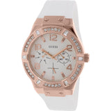 Guess Diamonds White Dial White Rubber Strap Watch For Women - W0426L1