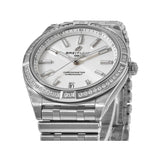 Breitling Chronomat Automatic 36 Diamonds White Dial Silver Steel Strap Watch for Women - A10380591A1A1