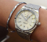 Breitling Chronomat Automatic 36 Diamonds White Dial Silver Steel Strap Watch for Women - A10380591A1A1