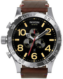 Nixon 51-30 Chronograph Black Dial Brown Leather Strap Watch for Men - A124-019