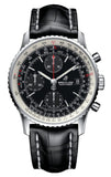 Breitling Navitimer 1 Chronograph 41mm Automatic Black Dial Black Leather Strap Mens Watch - A13324121B1P1