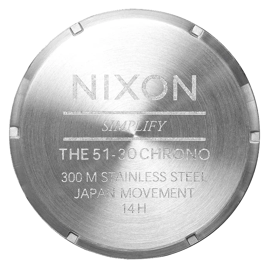 Nixon 51-30 Chrono Black Dial Silver Steel Strap Watch for Men - A083-000