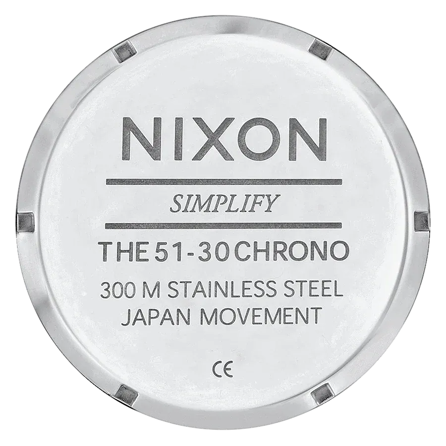 Nixon 51-30 Chrono Silver Dial Silver Steel Strap Watch for Men - A083-488