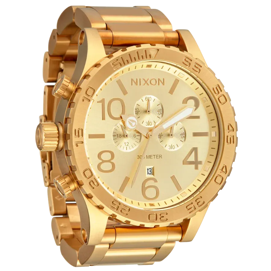 Nixon 51-30 Chrono Gold Dial Gold Steel Strap Watch for Men - A083-502