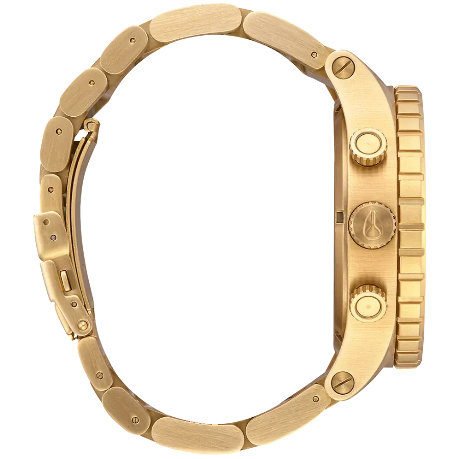 Nixon 51-30 Chronograph Gold Dial Gold Steel Strap Watch for Men - A083-502